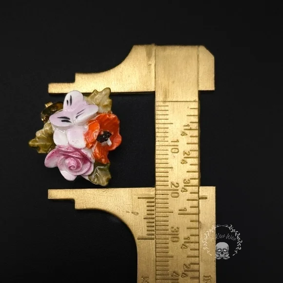 Vintage Royal Adderley England Floral Fine Bone China Brooch and Earrings Set - Picture 10 of 10